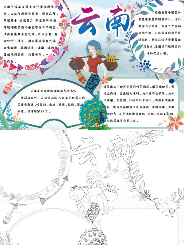 云南气候与民族手抄报
