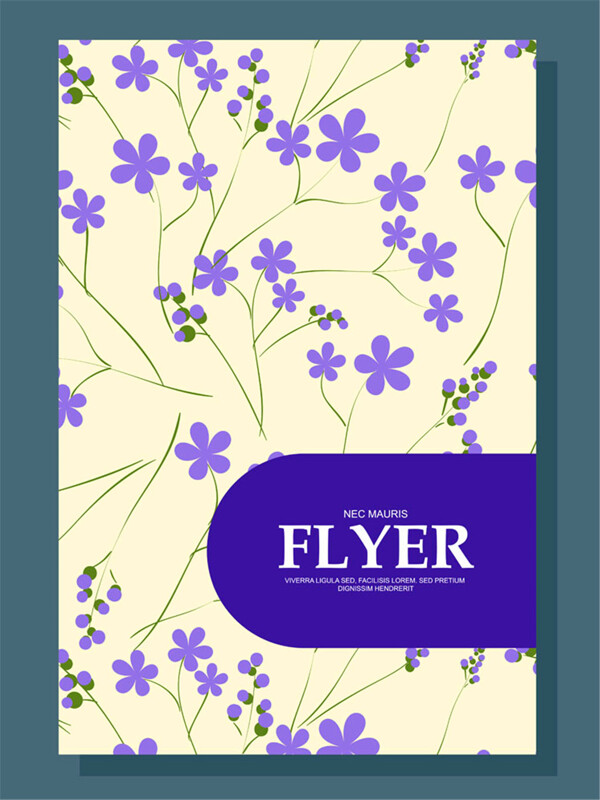 紫色花朵传单背景图片