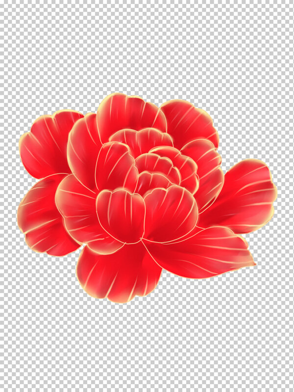 手绘浪漫渐变红色花朵图案