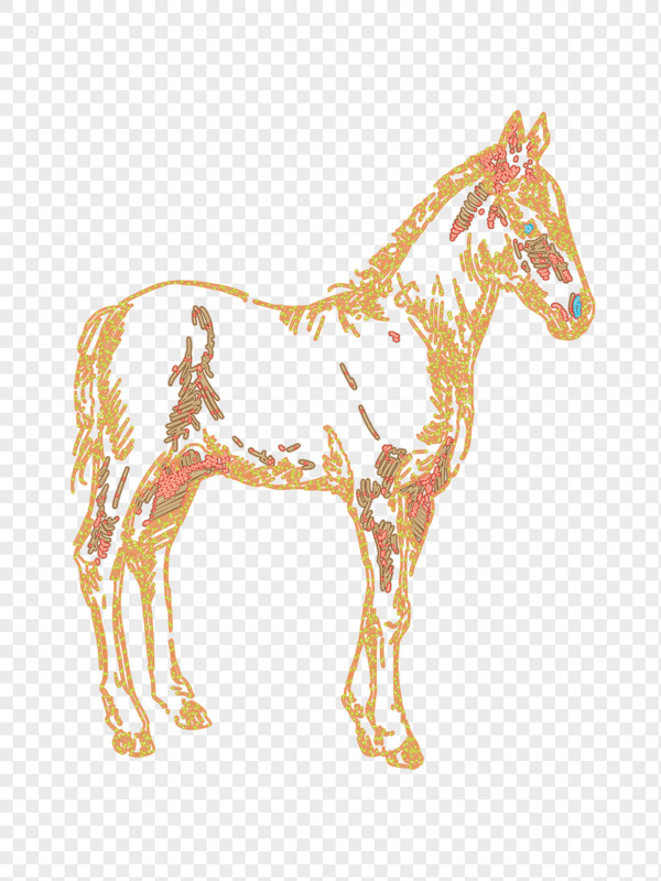 手绘素描动物马霓虹灯招牌设计矢量图插画素材