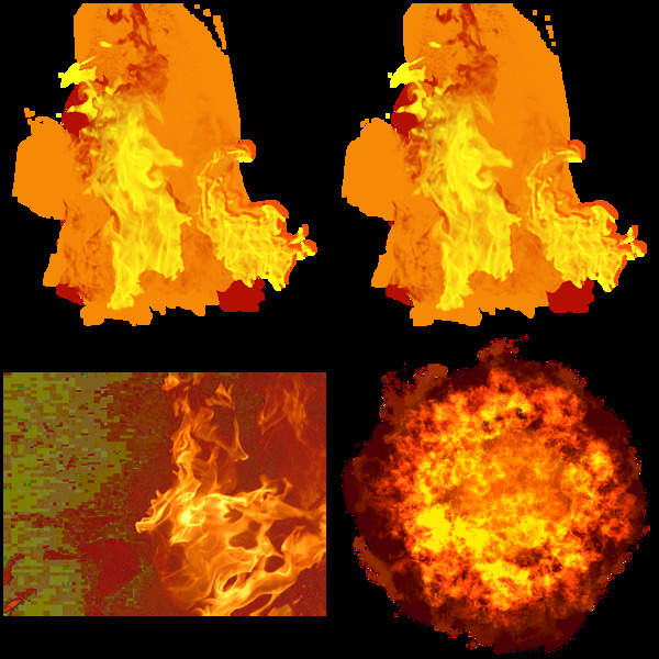 四种火焰免抠png透明图层素材