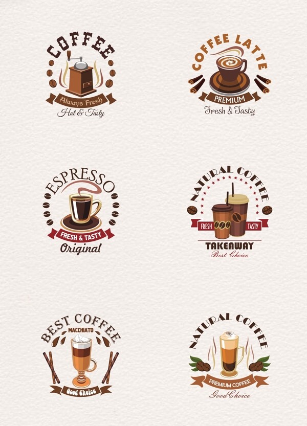 经典6组咖啡标志设计