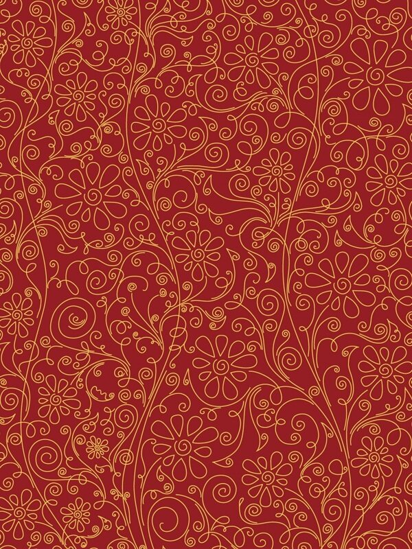 传统 欧式俄式花卉底图底纹  图案背景贴图 红底金丝卷边蔓藤