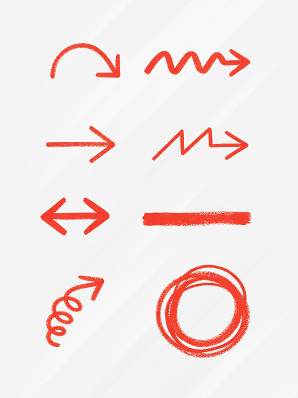 红色手绘箭头涂鸦符号