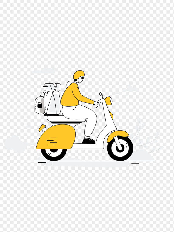 创意男子骑摩托旅行插画设计