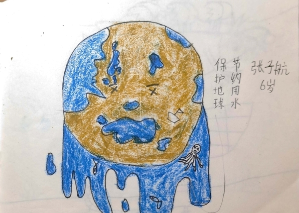 儿童画保护地球节约用水图片