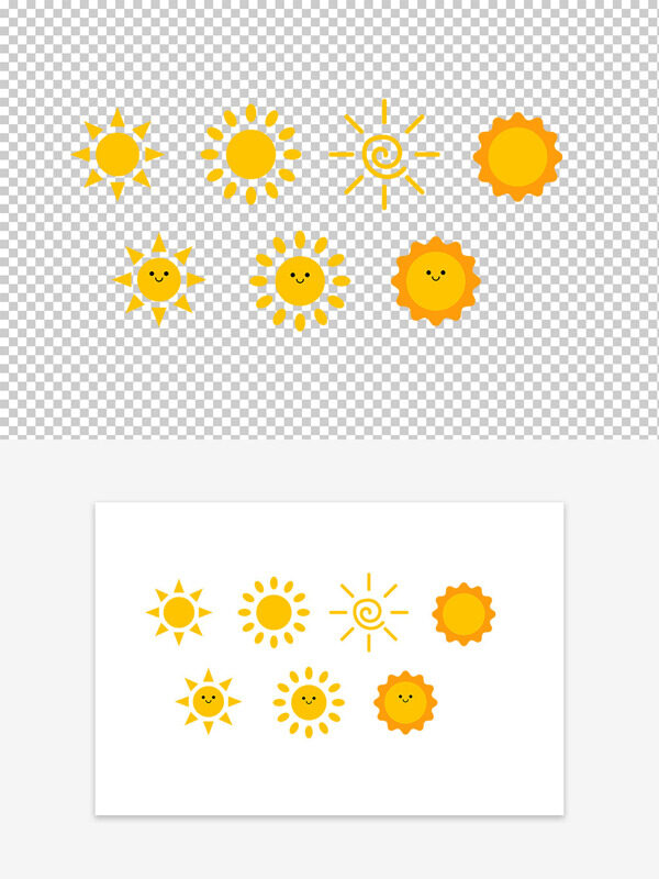 橙色矢量几何装饰太阳图案设计