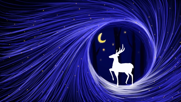 森林与鹿系列治愈鹿梦幻插画海报配图