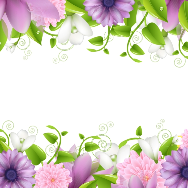 梦幻花纹花朵绿叶鲜花花卡图片