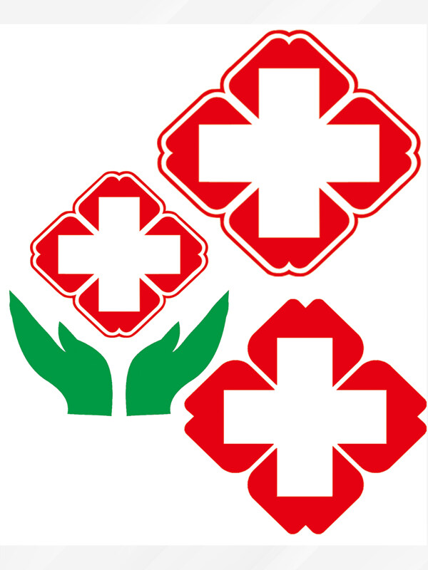 医院logo红绿色红十字诊所标志