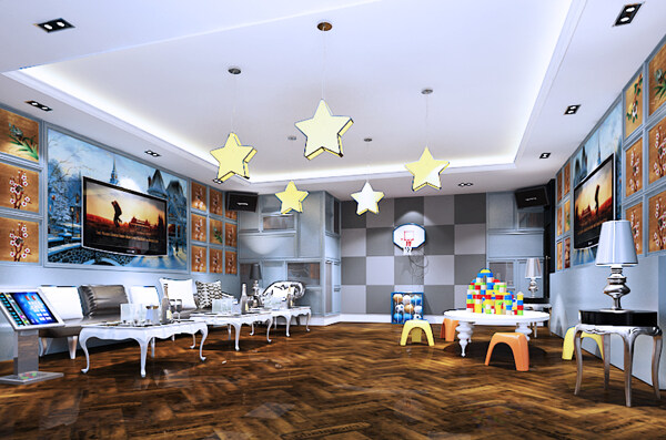 室内设计3D效果图家庭KTV包间儿童游乐