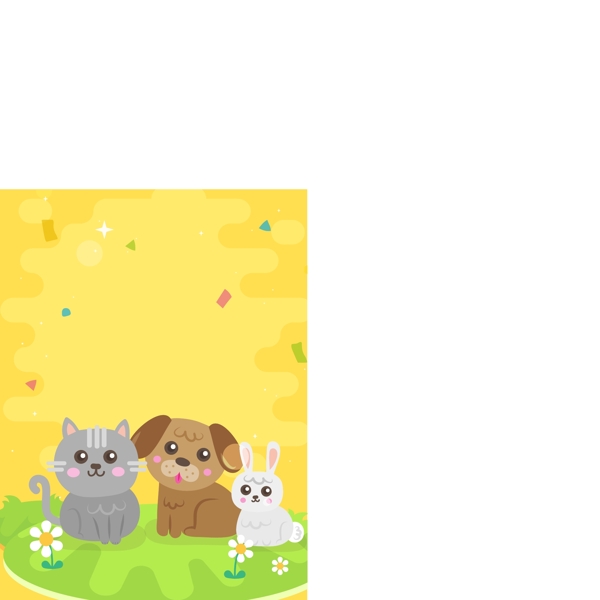 猫狗兔宠物店海报可爱卡通背景