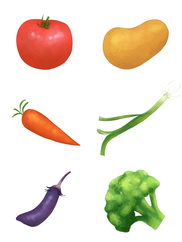 果蔬套图手绘蔬菜果实简约蔬菜元素
