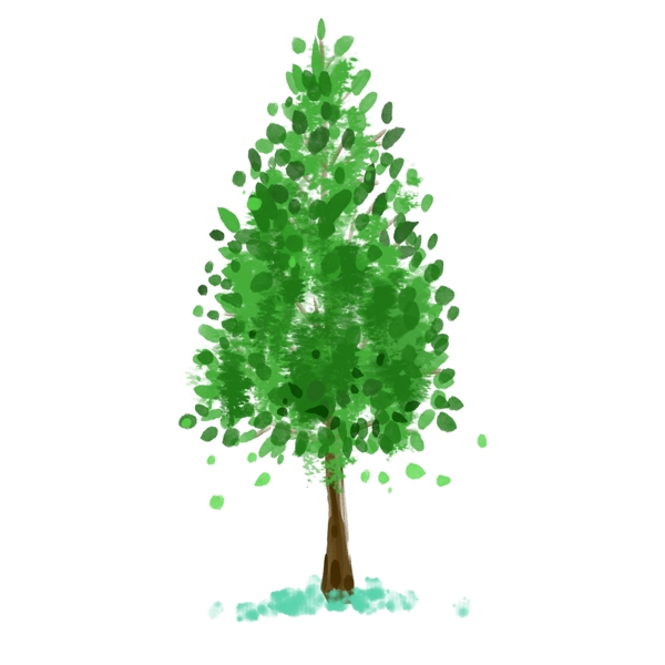 环艺水彩绿色树