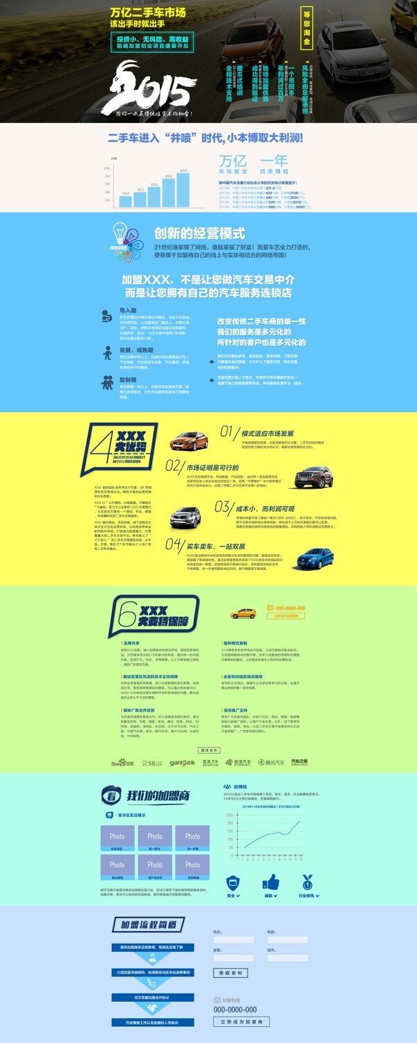 二手汽车加盟网页单页原创设计2015春