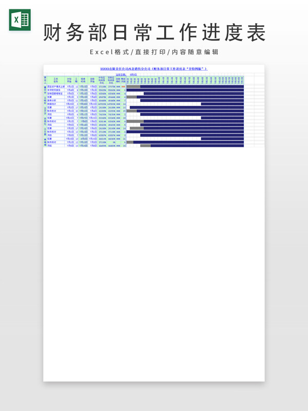 财务部日常工作进度表