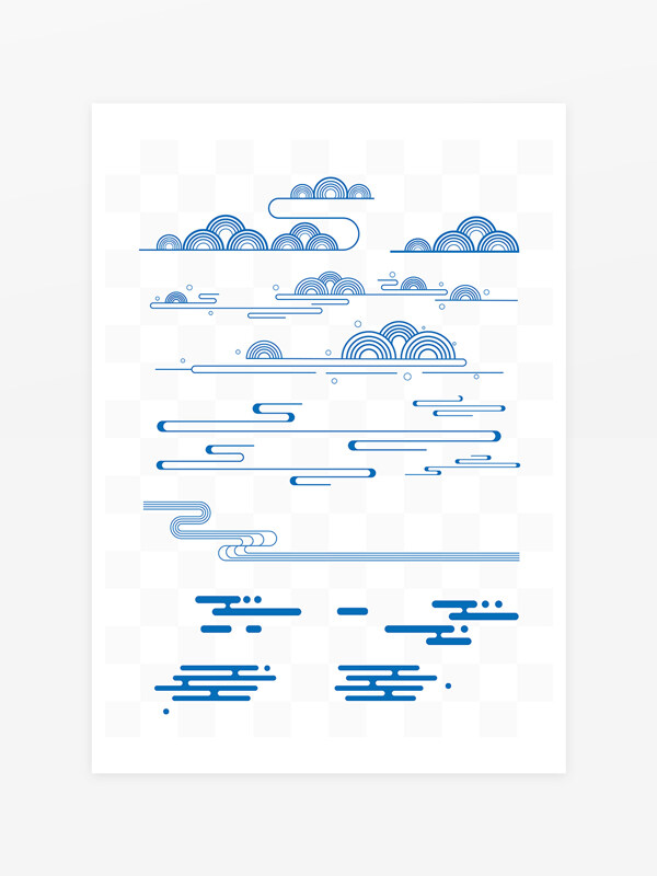 蓝色线条祥云古典中国风云纹