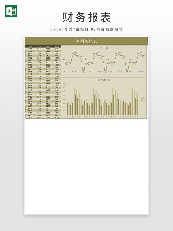 通用月度财务报表